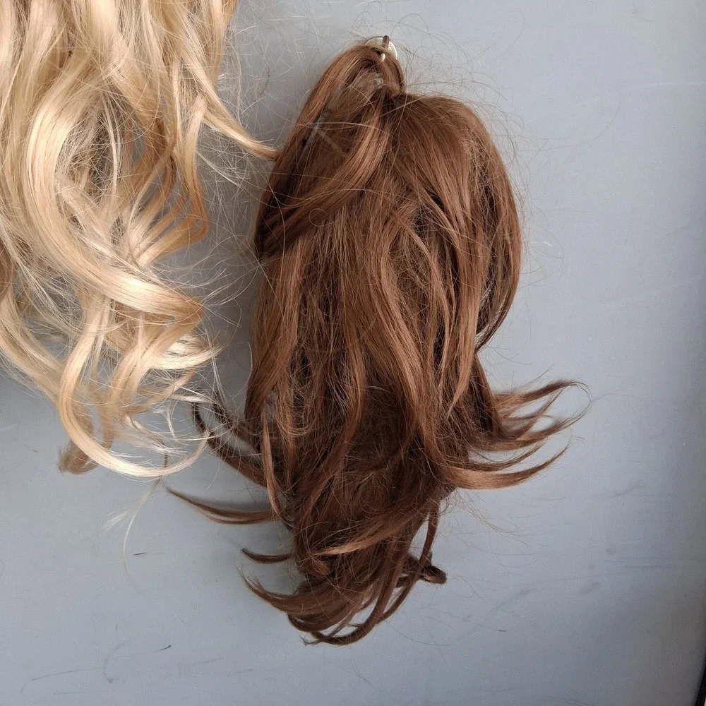 WIGS‎ Lot Of 3 With Bangs Blonde Redhead Brunette + Ponytail